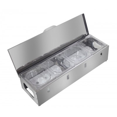 Condimentadora Refrigerada Pizzarola Inox 4 Cubas Tampa Reta - Aisa